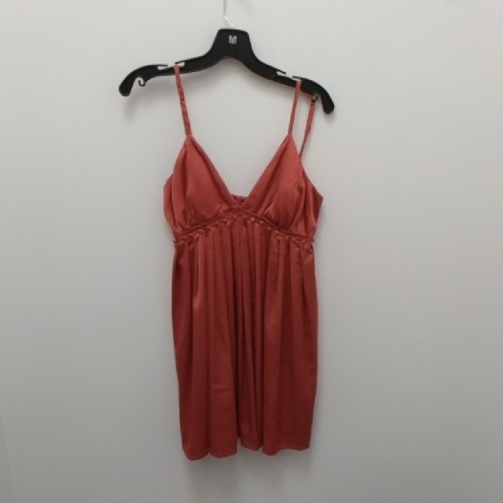 Elegant Satin Slip Dress - Rust